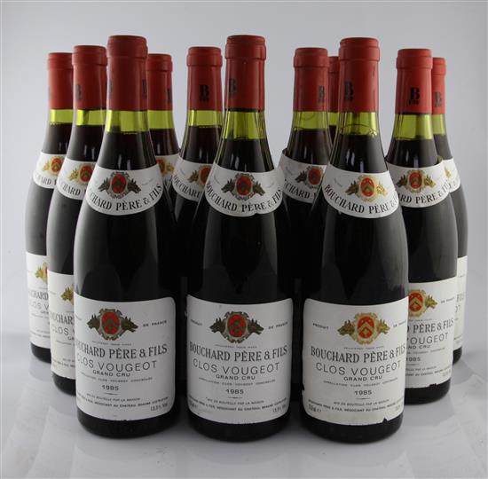 Twelve bottles of Bouchard Pere et Fils Clos Vougeot, 1985,